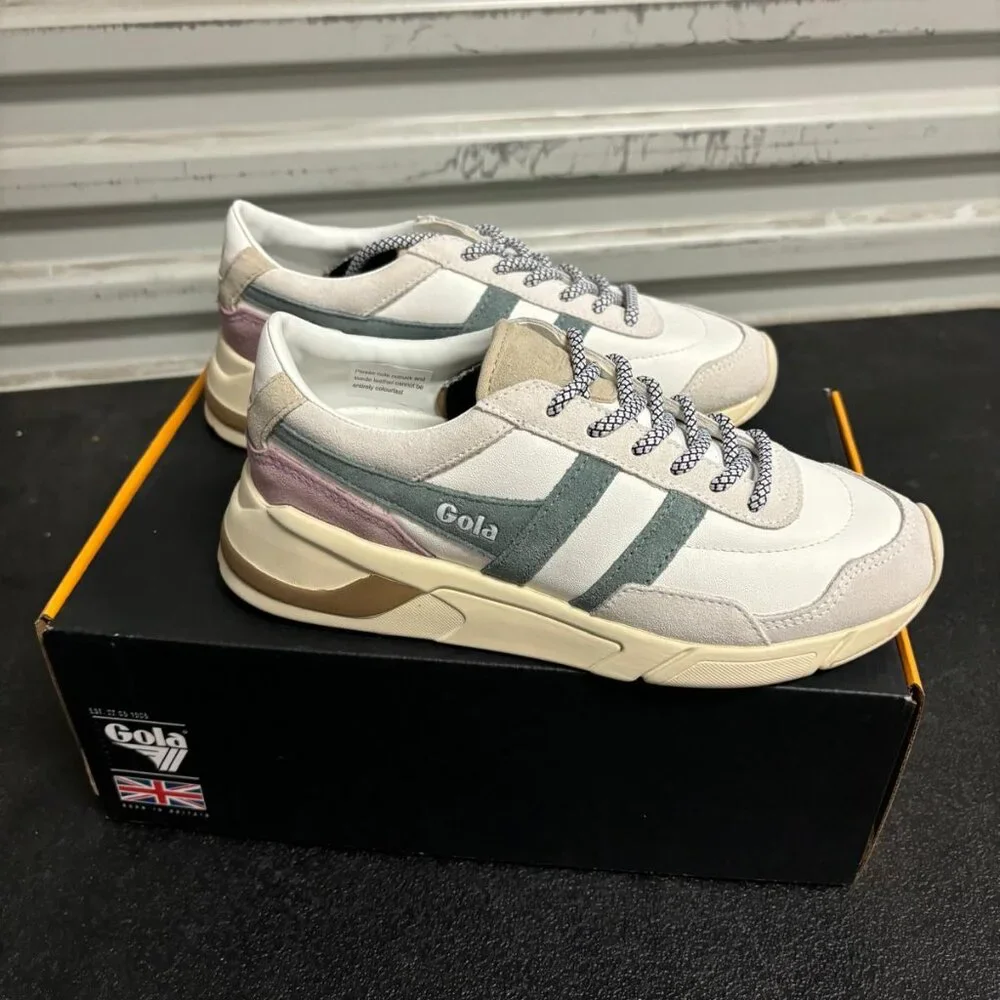 Gola Women's White and Pink Suede-Trim Sneakers - Picture 9 of 11
